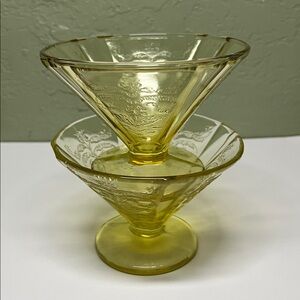 Vintage Federal Glass “Madrid” Amber Depression Glass Sherbet Dishes – Pair